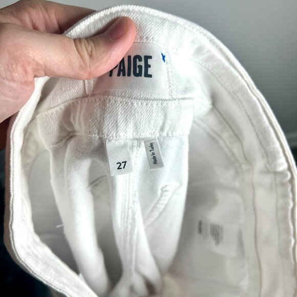 Paige Jeans Frankie Inset Wide Leg Cropped Crisp White Cotton Preppy Sz 27 - Picture 4 of 6